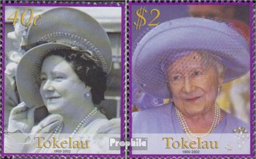 Briefmarken Tokelau 2002 Mi 326-327 (kompl.Ausg.) postfrisch Tod von Königinmutter Elisabeth