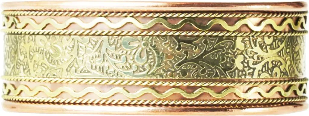 Bracelet en cuivre oriental jonc martelé - Bijou bien-être ajustable