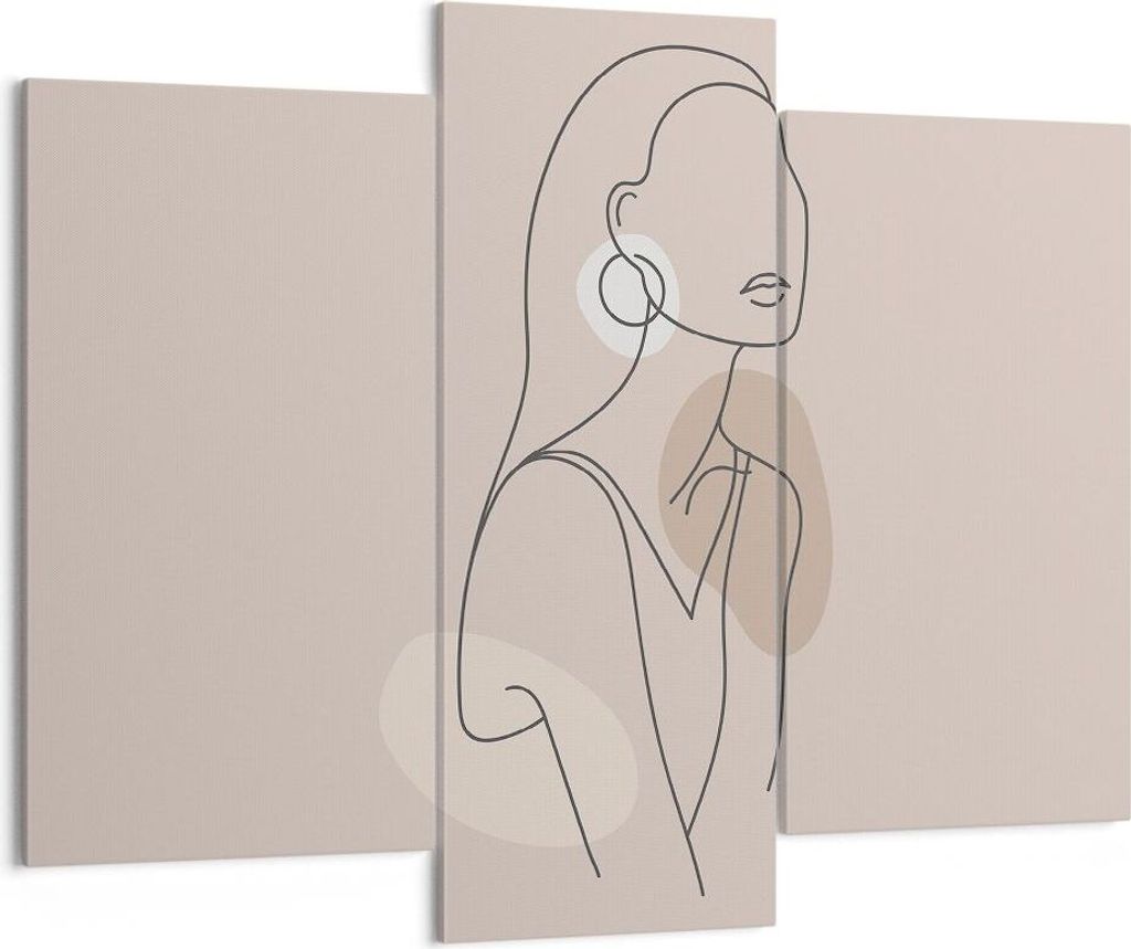 Bild auf Leinwand - Leinwandbild - 3 Teile - Stück Linie Frau - 130x100cm - Wand Bild - Wanddeko - Wandbilder - Leinwanddruck - Bilder - Wanddekor...