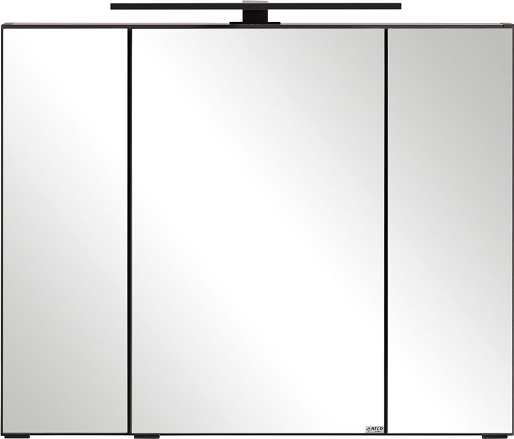 Spiegelschrank 80 cm mit LED-Aufbauleuchte in dunkelgrau MARLING-03, B/H/T ca. 80/64/20 cm