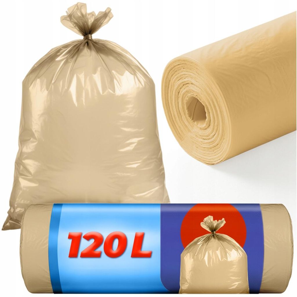 Müllebeutel 120 L, 100 Stück, Gelb, Klassisch, Robust, 10 Rollen