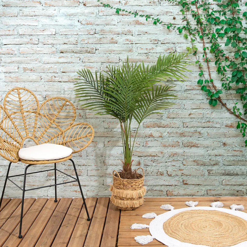 Plante Artificielle Palmier 120cm - Feuillage Dense et Tronc Réaliste