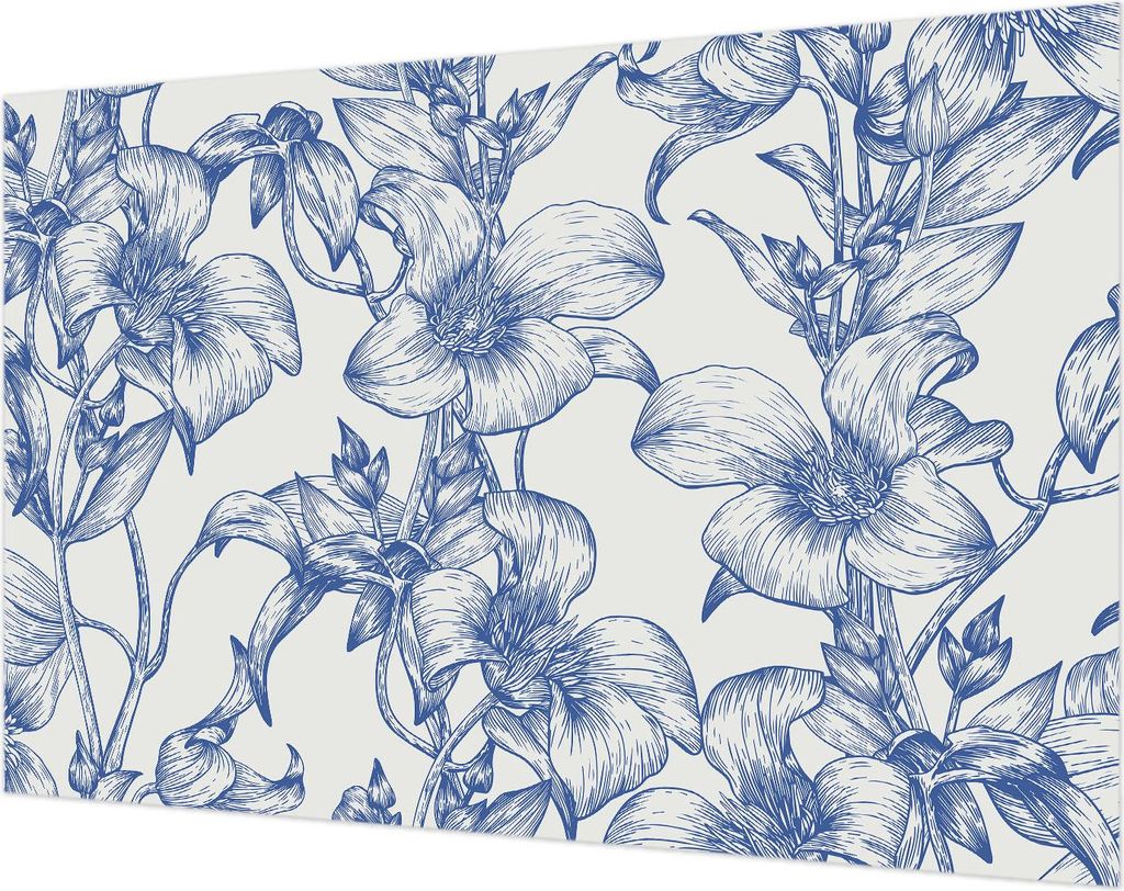 Wandtapete - Dekorative Tapete für Wohnzimmer- Tapetenfolie für Wanddekoration - 104x70 cm - Blütenzweige