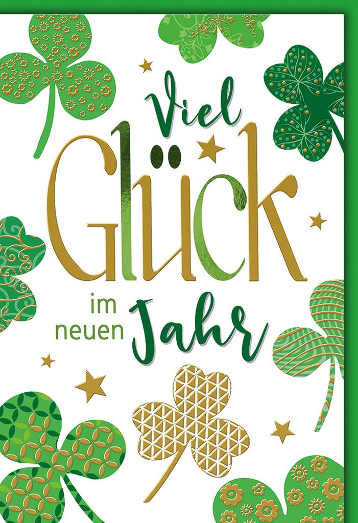 Neujahr Glücksklee viel Glück im neuen Jahr Glückwunschkarte mit Umschlag