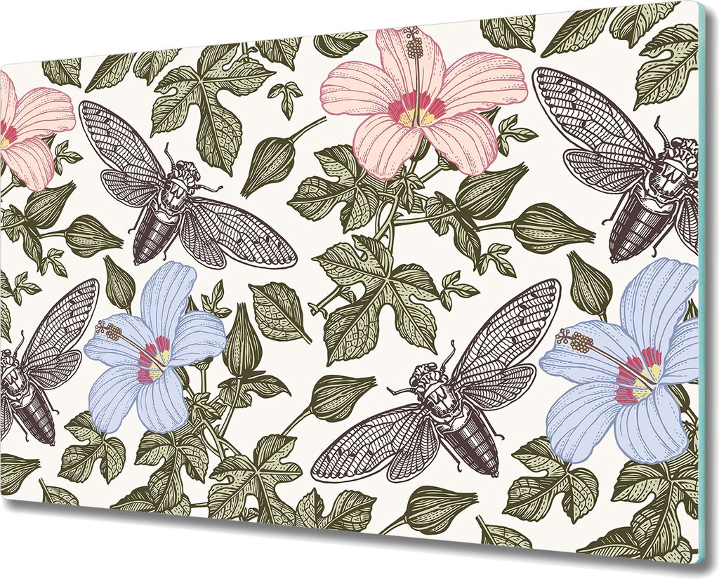 Glas-Herdabdeckplatte Glaskeramikkochfeld-Abdeckung Spritzschutz - 80x52 cm - Schmetterlinge Farbe