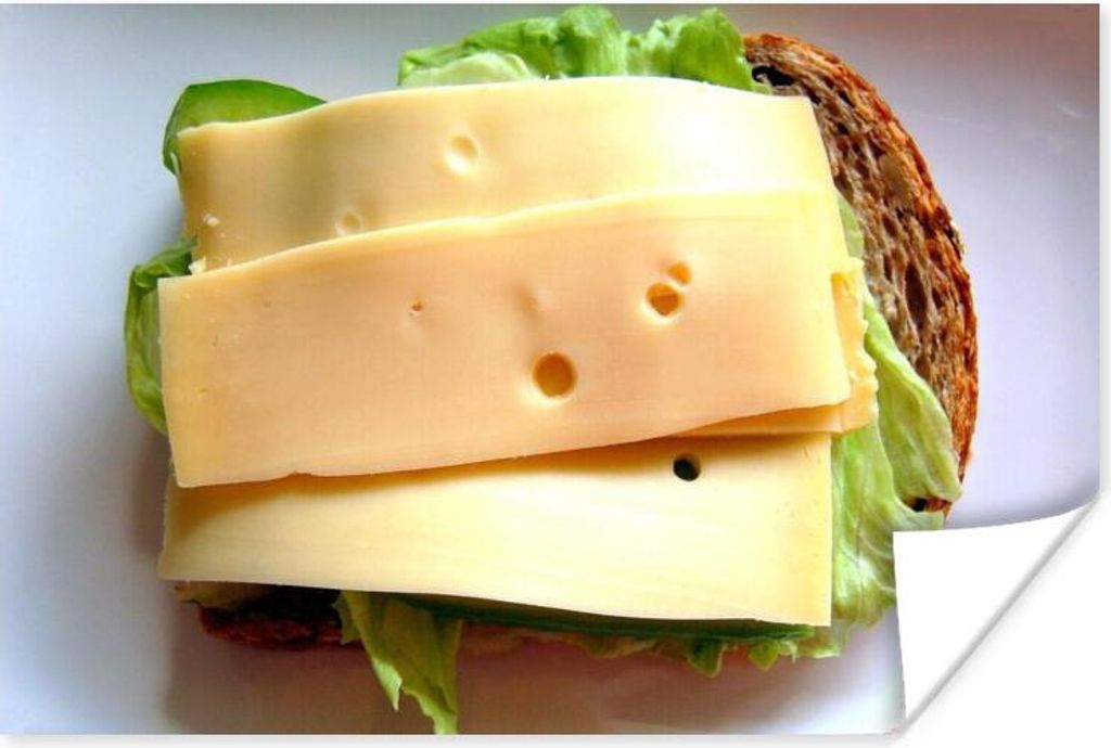MuchoWow Poster Brot - Käse - Gouda 30x20 cm - Plakate - Print