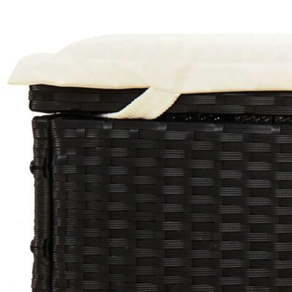 Transat rotin avec toit solaire noir 213x63x97 cm : confort à l'ombre - 11