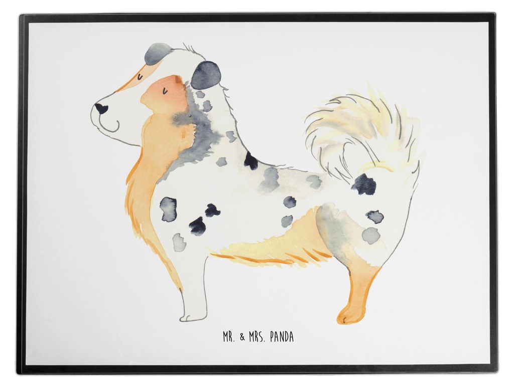 Mr. & Mrs. Panda Schreibunterlage Hund Australien Shepherd - Weiß - Geschenk, Sprüche, malunterlagen, tischmatte, schreibtischunterlagen, Schreib...