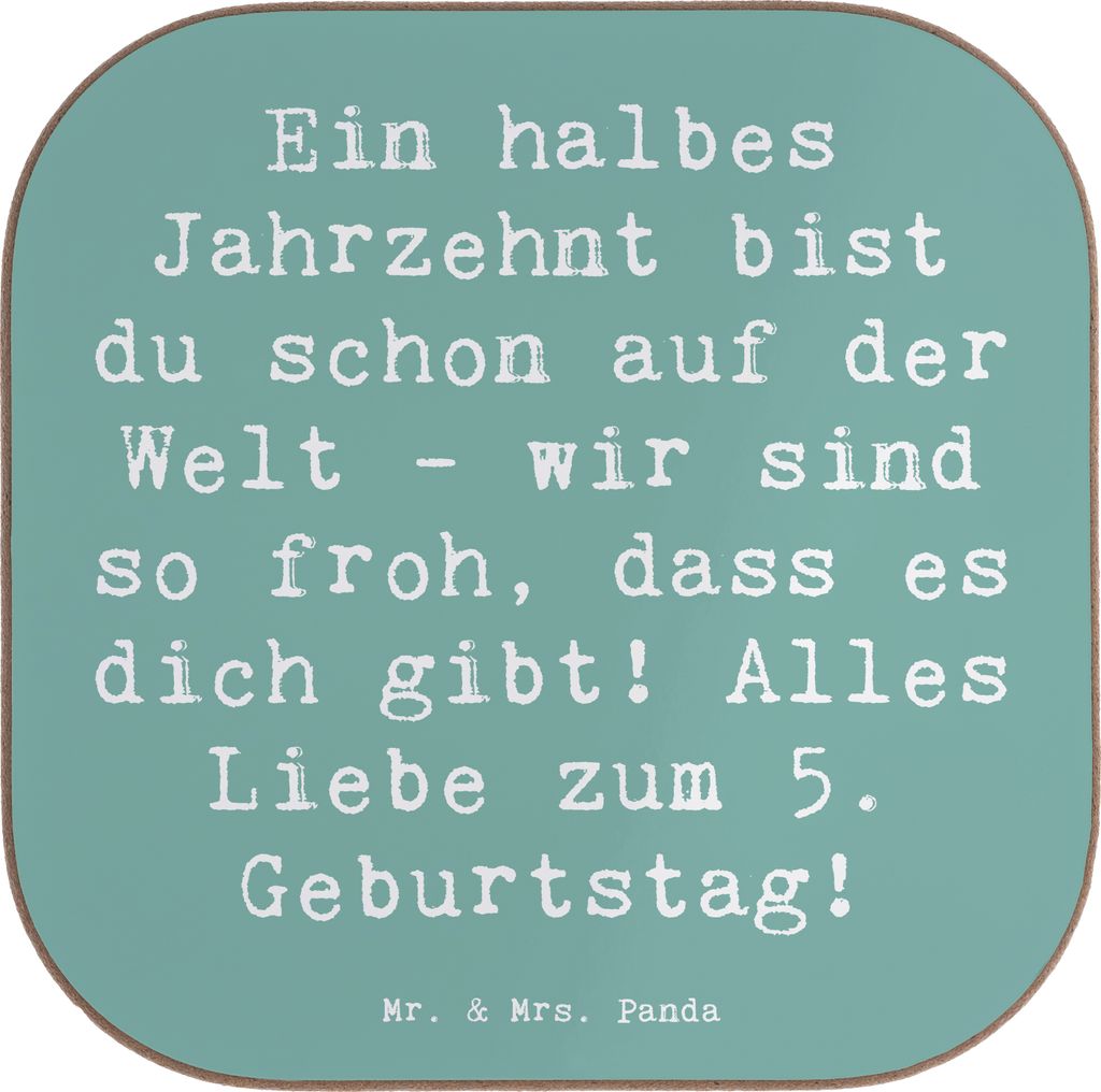 Mr. & Mrs. Panda Tassen Untersetzer Spruch 5. Geburtstag Freude - Meeresbrise - Geschenk, fünfter, für Gläser, Jubiläum, Familienfeier, Alter, ...