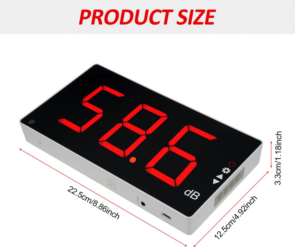 4-in-1 Dezibel-Messgerät Mit LED-Anzeige – 30–130 DB, Inkl. Uhr, Temperatur & Luftfeuchtigkeit, 2000 MAh Akku Bibliothek Klassenzimmer 4-in-1 Dezibel-Messgerät Mit LED-Anzeige – 30–130 DB, Inkl. Uhr, Temperatur & Luftfeuchtigkeit, 2000 MAh Akku Bibliothek Klassenzimmer