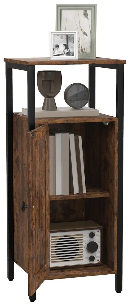 Table d'appoint industrielle HOMCOM en bois et métal noir robuste