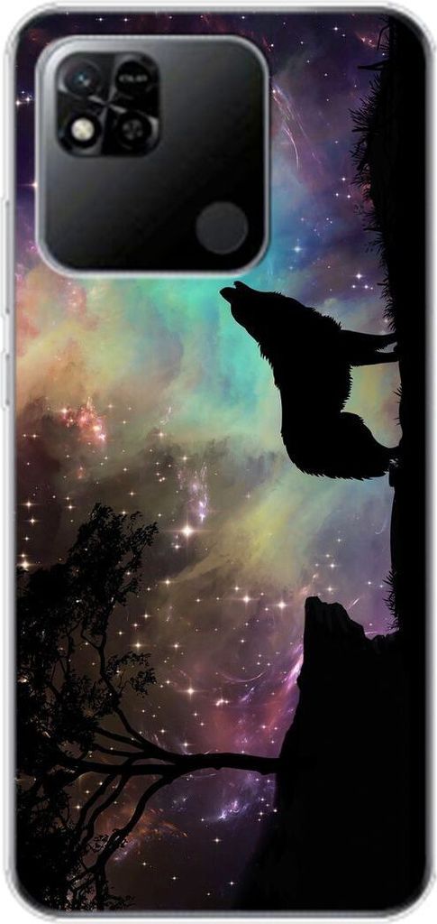 König Design Hülle kompatibel mit Xiaomi Redmi 10A Kunststoff Soft Handyhülle - Handy Case Wolf Abendhimmel