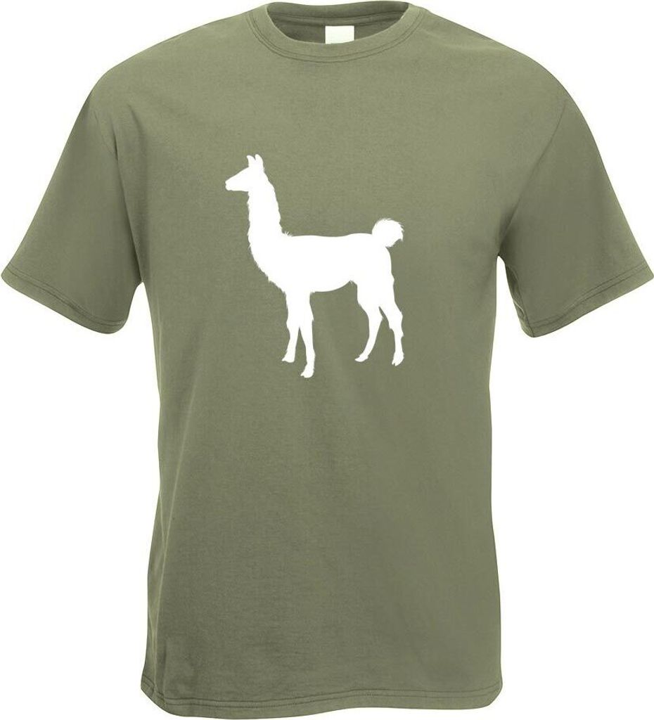 Kiwistar - T-Shirt - Olive - Lama Alpaca Kamel Motiv Bedruckt Funshirt Design Print - mit Motiv Bedruckt - Funshirt Design - Sport - Freizeit - Her...