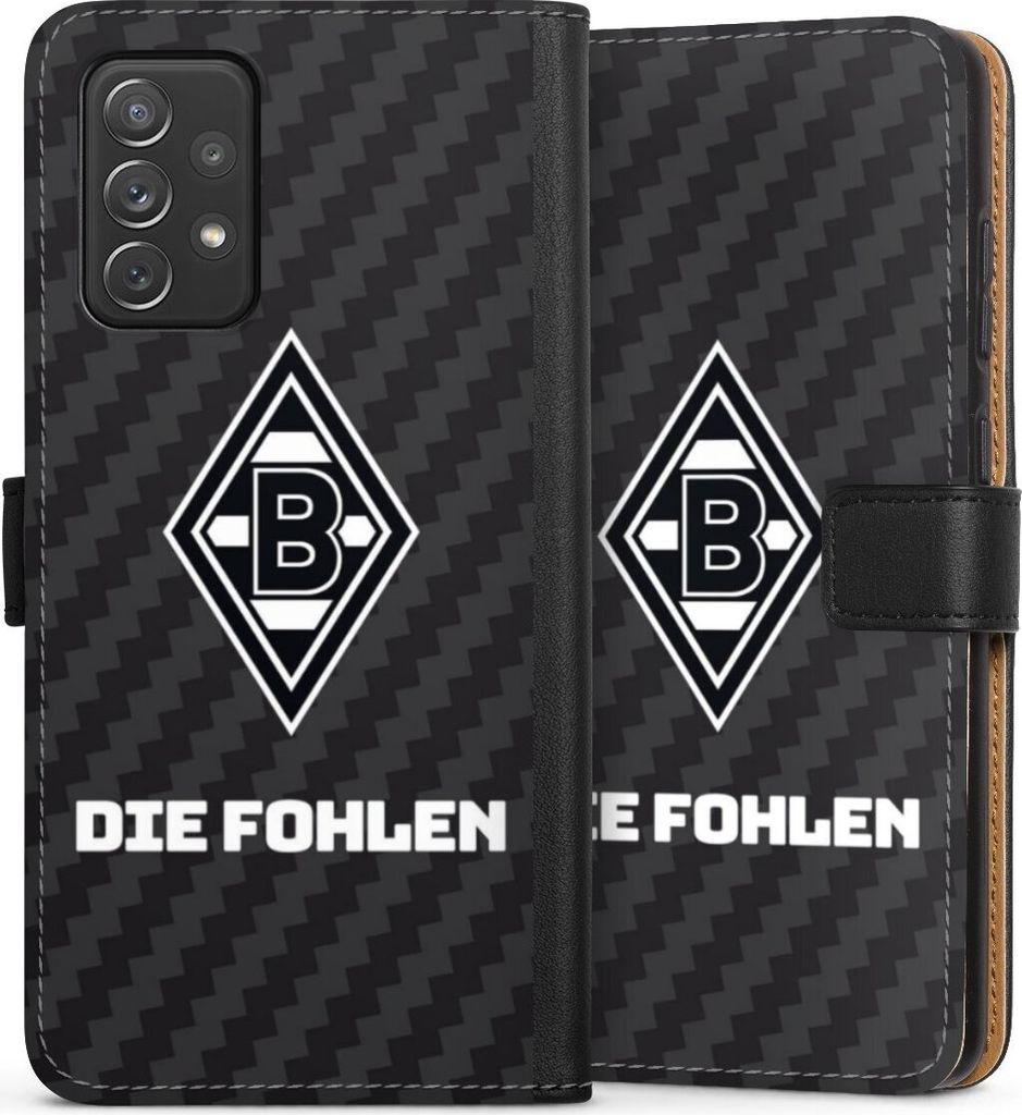 DeinDesign Klapphülle für Samsung Galaxy A72 Handytasche Lederhülle Tasche Borussia Mönchengladbach Carbon Gladbach