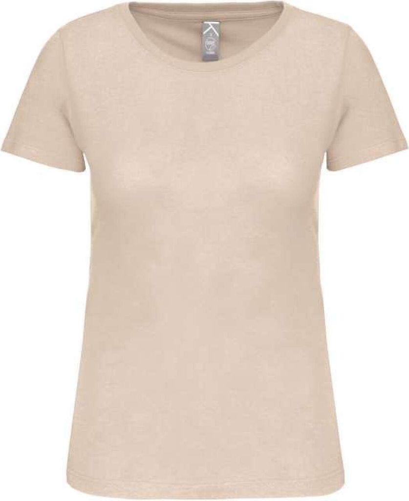 Kariban Damen T-Shirt Baumwolle Kurzarm Basic Shirt Rundhals, Größe:L, Farbe:Light Sand