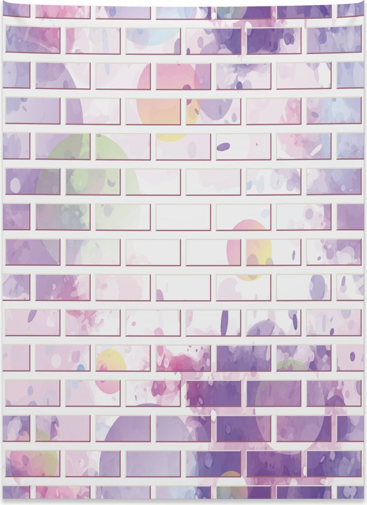 Abakuhaus Violett Wandteppich, Vektor-Graffiti-Ziegelstein aus Weiches Mikrofaser Stoff Kein Verblassen Klare Farben Waschbar, 110 x 150 cm, Lavend...