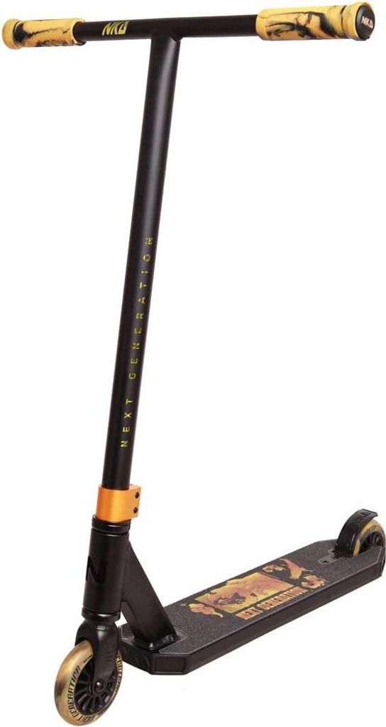 NKD Stunt-Scooter der nächsten Generation, Schwarz/Gold mit T-Lenker