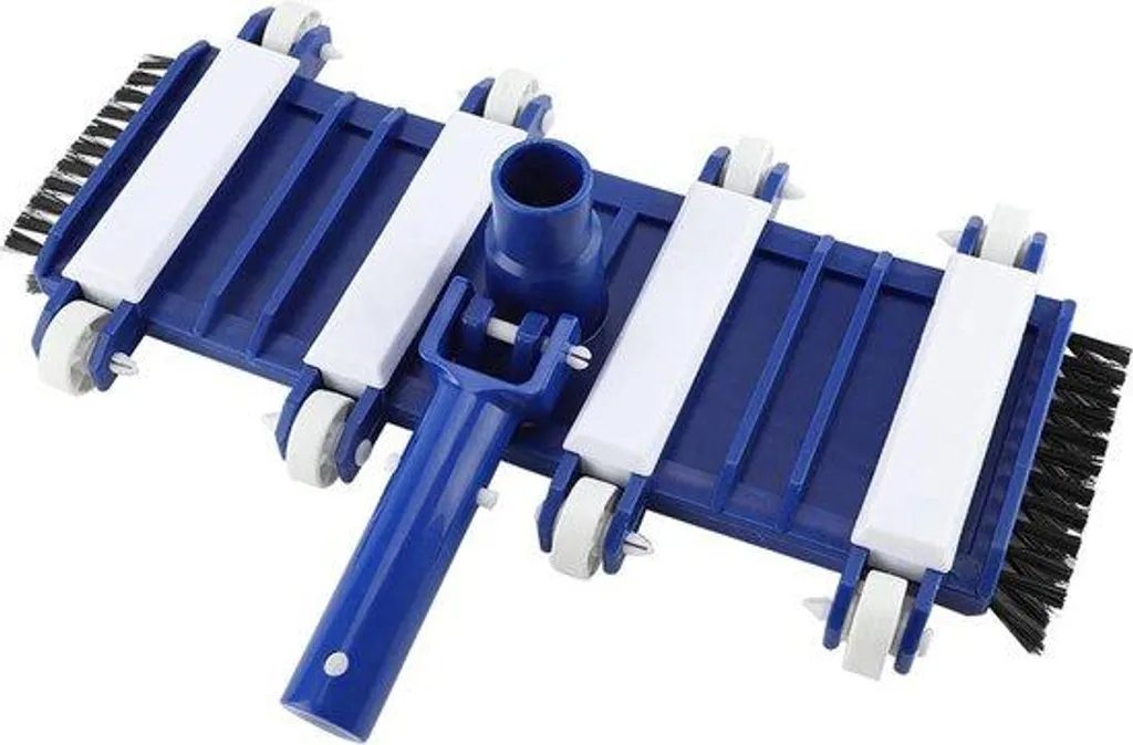 Balai aspirateur piscine avec brosses latérales et roulettes nylon