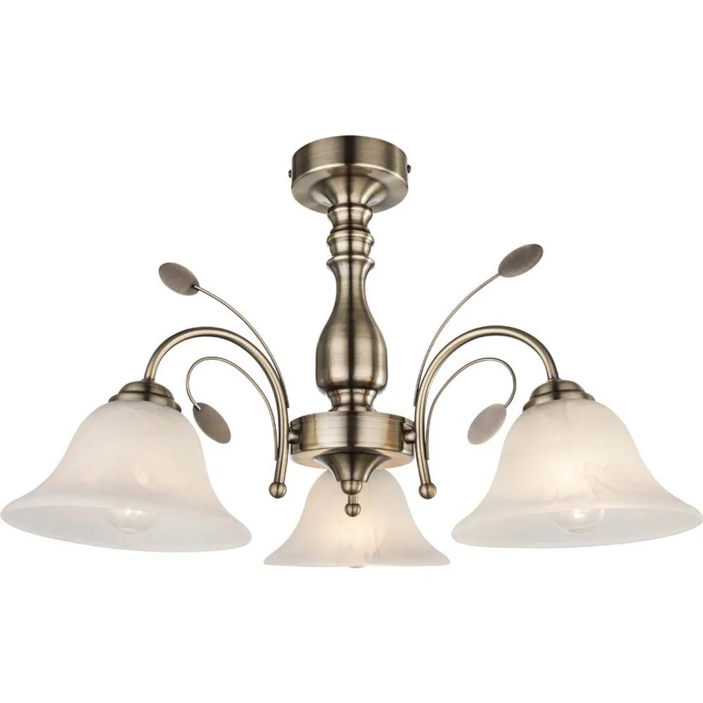 Globo Lighting Plafonnier Laiton Vieilli Ø60cm Verre Blanc 3xE27