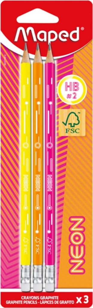 MAPED Set Graphitstifte Neon 3-tlg