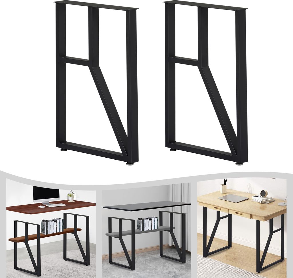 2 Stück Metall Tischbeine, Metall-Möbelfüße, Schwarze Möbelfüße, 2 Tischbeine, Schwarz