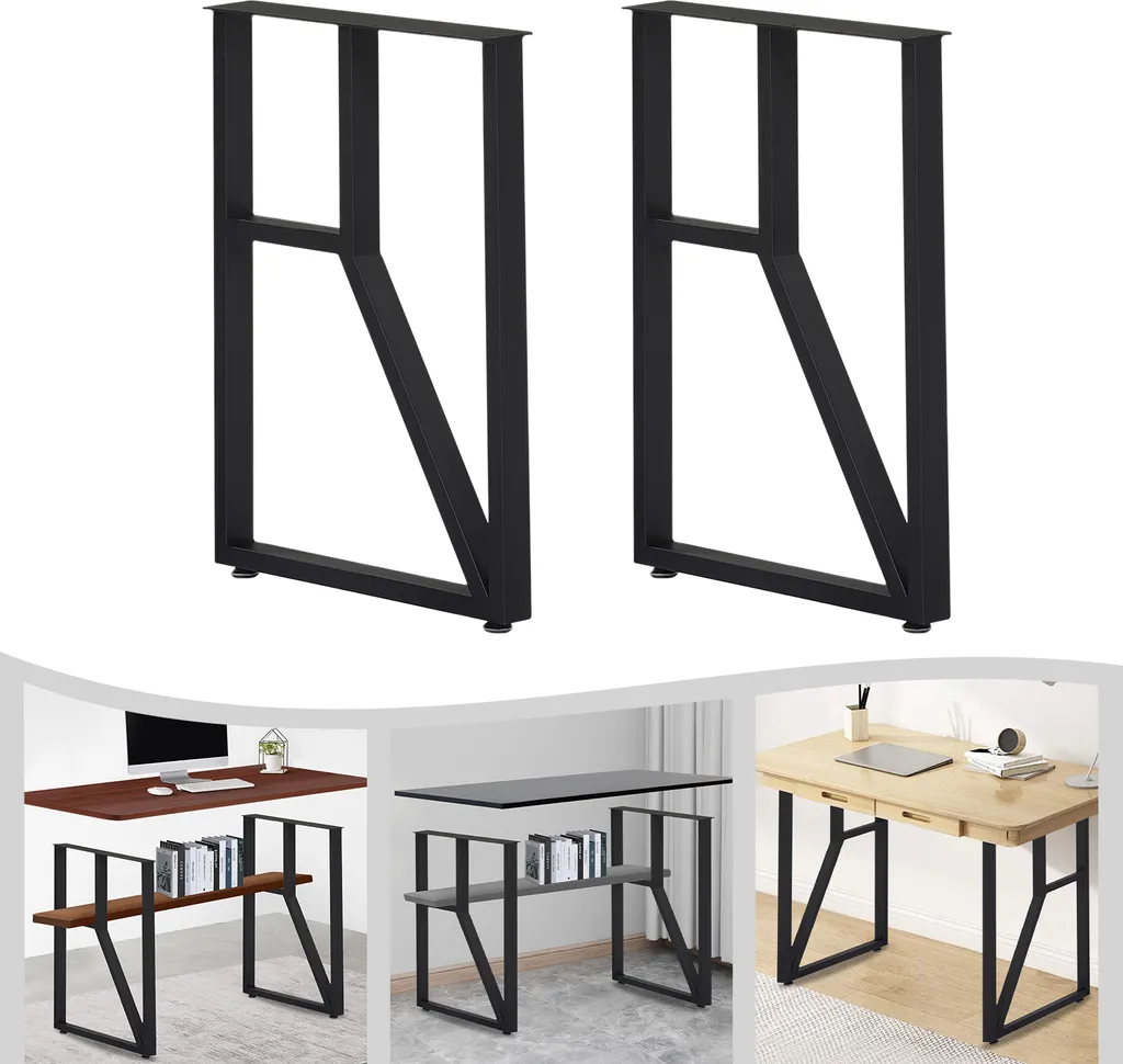Pieds de Table Noirs en Métal pour Bureau et Table à Manger Moderne