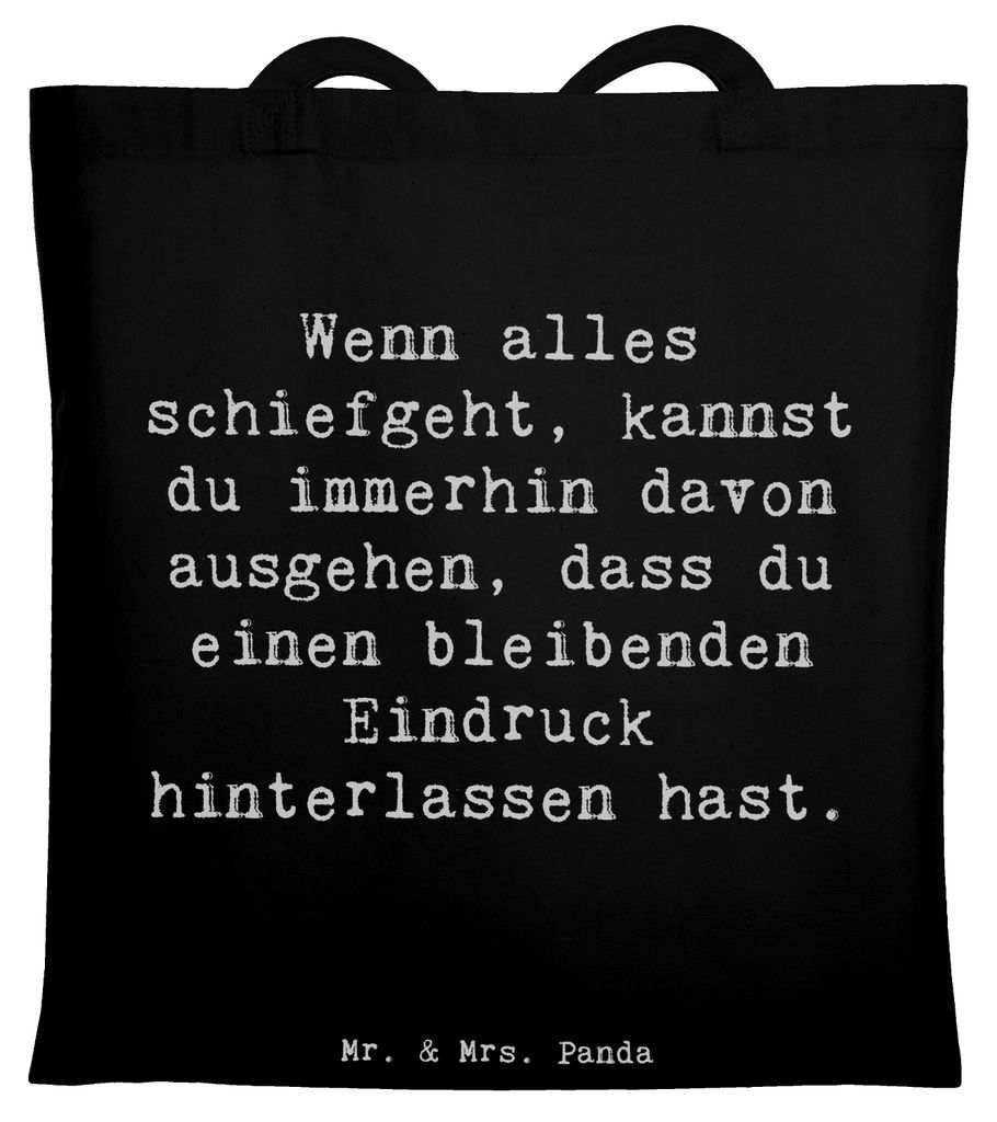 Mr. & Mrs. Panda Jutebeutel Spruch Trost und Eindruck - Schwarz - Geschenk, Laptoptasche, Shopping Tasche, Zitat, Herausforderung, Hoffnung, Gefüh...
