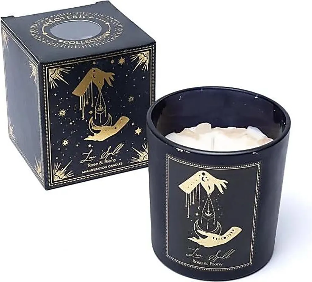 Bougie ésotérique Sort d'amour en verre pour rituels - Pack de 2 x 120g