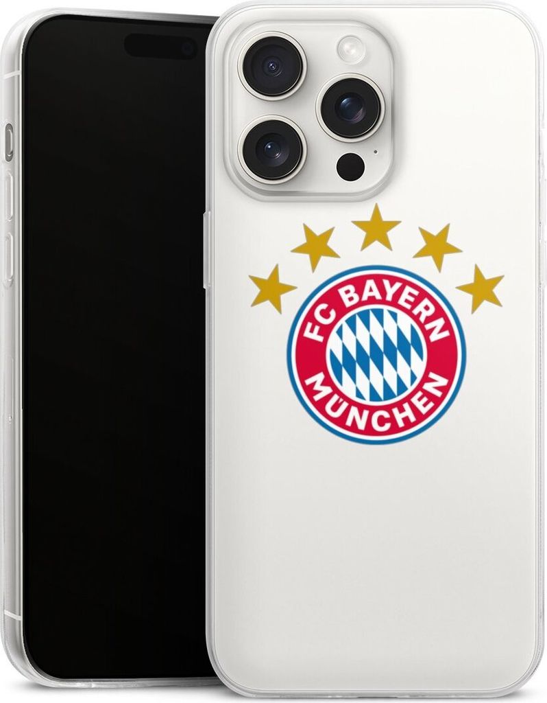 DeinDesign Slim Hülle für Apple iPhone 15 Pro Max Silikon Case Ultra Dünn Handyhülle FC Bayern München FCB Sterne