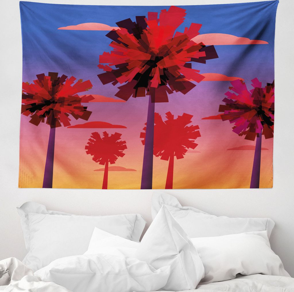 ABAKUHAUS Abstrakt Wandteppich, Moderne Sunset Tropic Bäume aus Weiches Mikrofaser Stoff Waschbar ohne Verblassen Digitaldruck, 150 x 110 cm, Mehr...