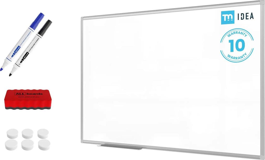 Magnetisches Whiteboard 120x80 cm im Aluminiumrahmen + gratis Zubehörset - Reihe TM IDEA Flex
