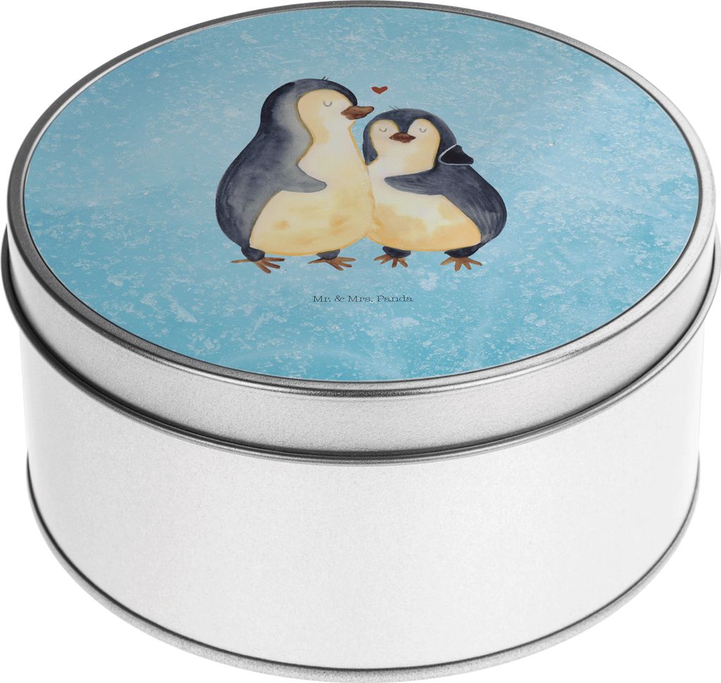 Mr. & Mrs. Panda Dose Pinguin umarmen - Eisblau - Geschenk, Liebe, Hochzeitsgeschenk, Kaffeedose, zuckerdose, Hochzeit, Verknallt, Aufbewahrungsbeh...