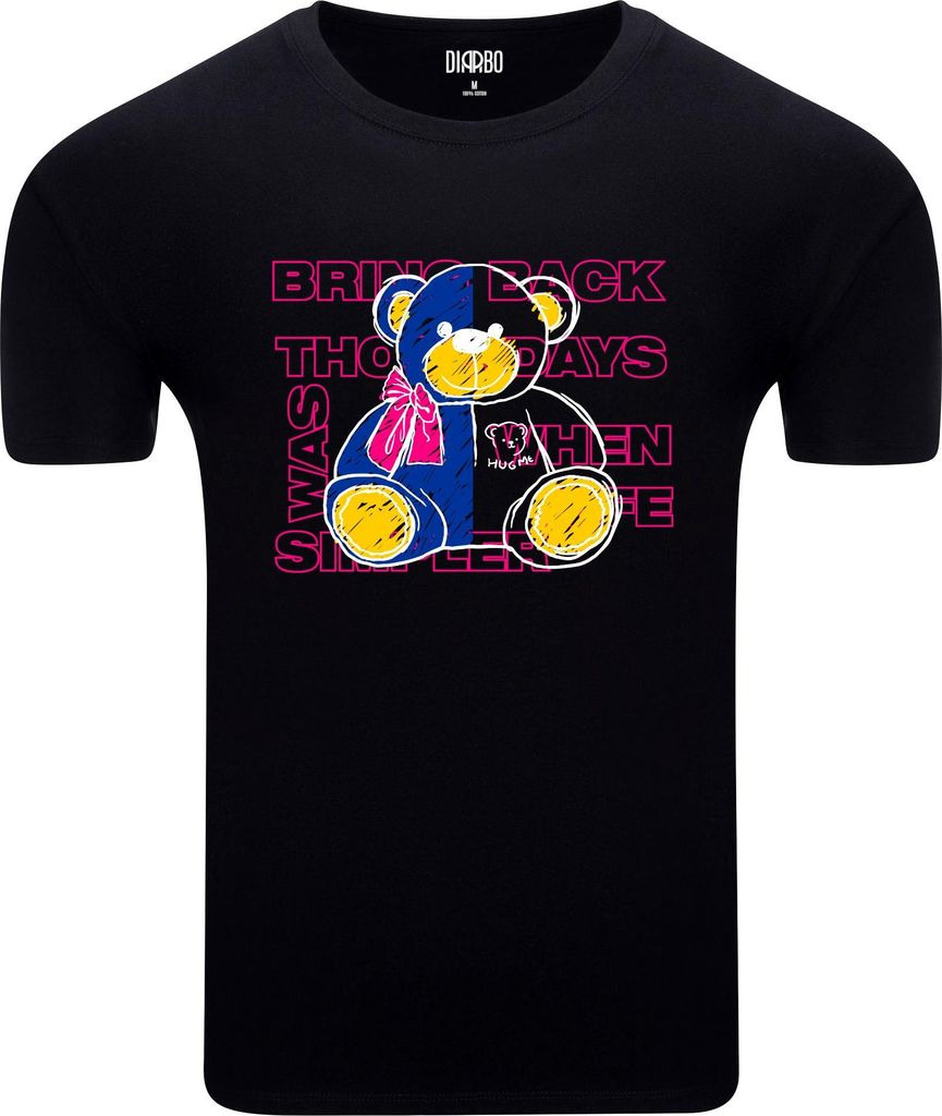 Diarbo Herren T-Shirt mit Lustiger Druck Einfaches Leben Schwarz Gr.XL