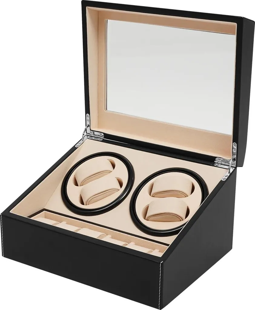 Remontoir montre automatique silencieux 6 slots noir finition laquée