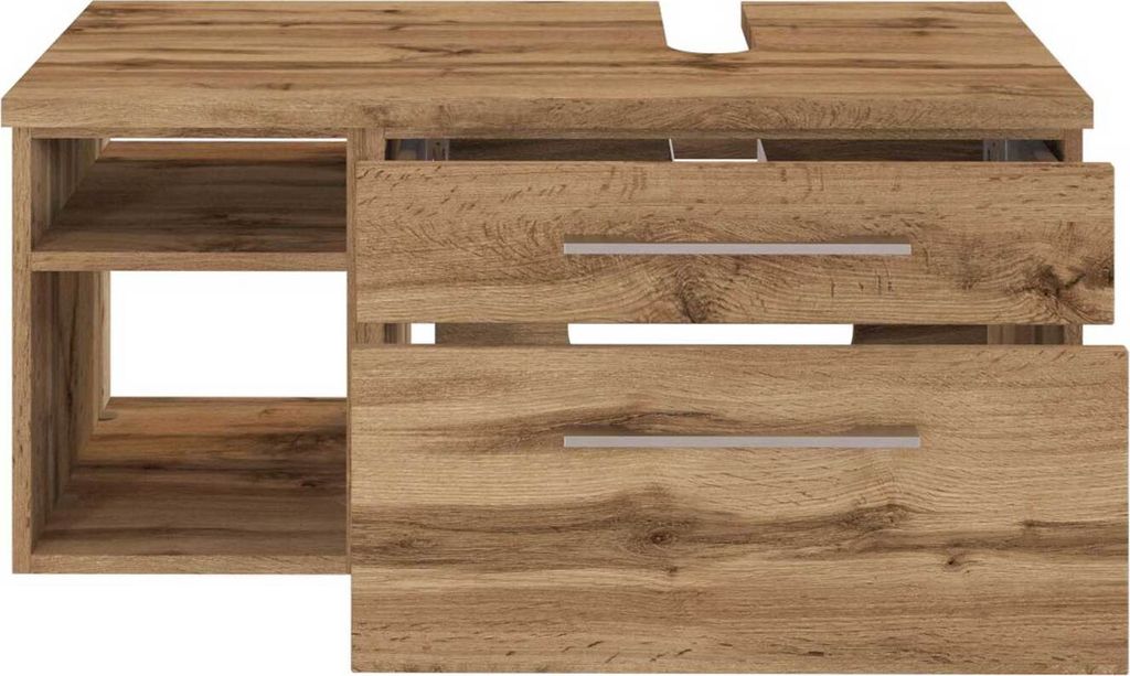 Waschbecken Unterschrank 90 cm, Siphonausschnitt Rechts TAREE-03 in wotaneiche Nb.
