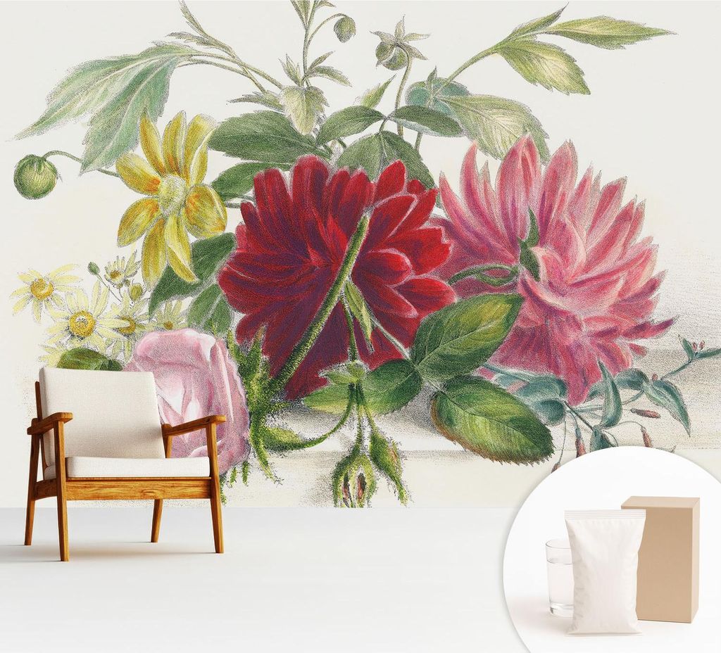 Fototapete - 312x219 cm - Tapete - Wandtapete - Wandbilder - Dekofolie - Tapete Folie - Wand - Dekoration - Wohnzimmer - Blumenstrauß