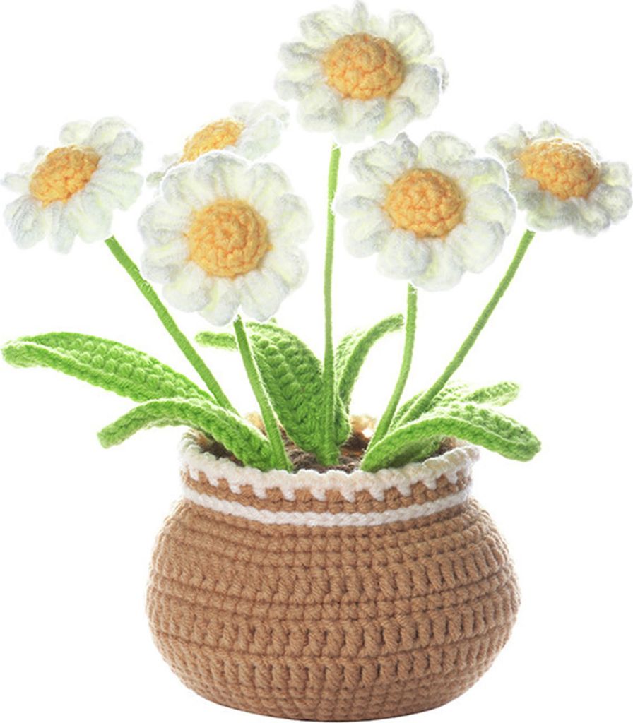 1 Set Häkel-Materialset für Topfblumen, handgefertigt, Strickgarn, Topfpflanzen, Dekoration, Kinder, Erwachsene, Anfänger, DIY-Bastelbedarf