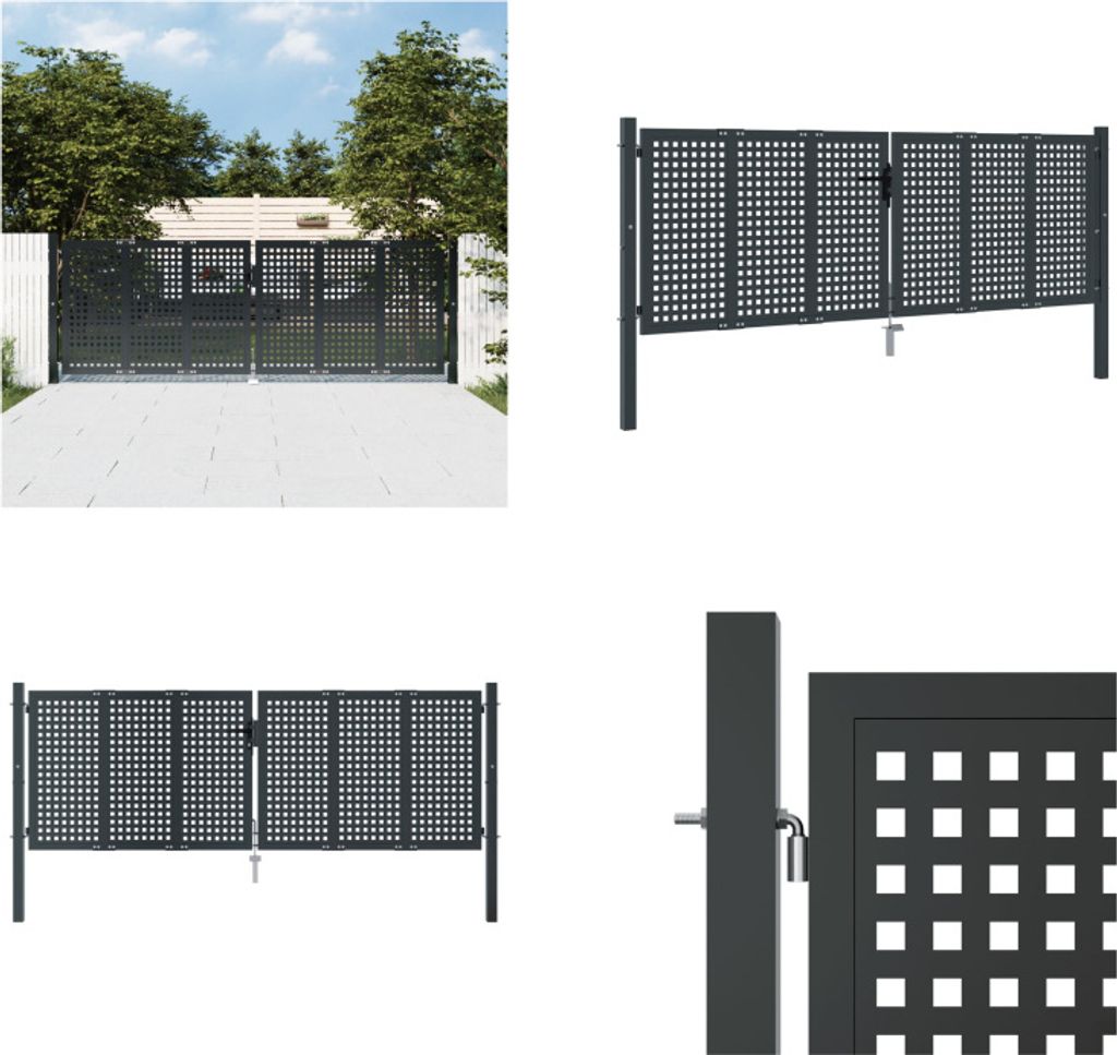 vidaXL Gartentor Anthrazit 300x150 cm Stahl - Gartentor - Gartentore - Außentor - Terrassentor