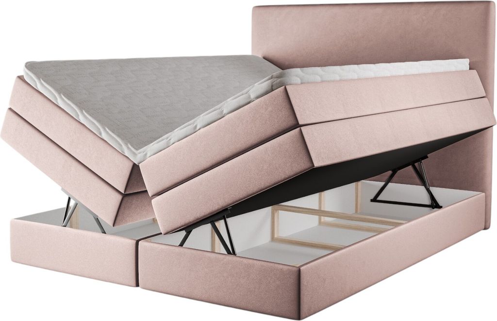 Ontinentales Boxspringbett Carita 160x200 – Polsterbett mit Bettkasten, 3 Matratzen, elegantes Stauraumbett, Boxspringbetten Samt Piano 22
