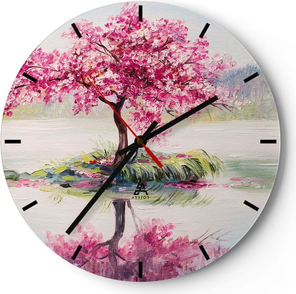 Wanduhr - Rund - Glasuhr - Baum Abstraktion - 40x40cm - Produktbild 