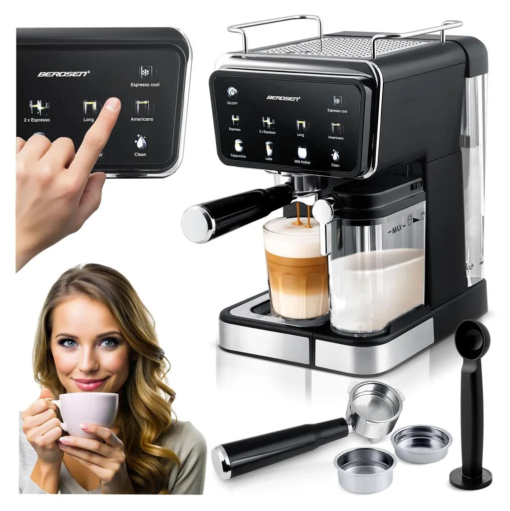 Cafetière 20 bars avec buse vapeur mousse de lait Berdsen BD-773 noir