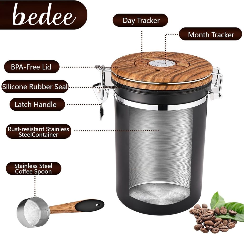 Frischhaltedose Aus 304 Edelstahl 950ml - Luftdicht Mit Transparentem Deckel Für Tee & Kaffee