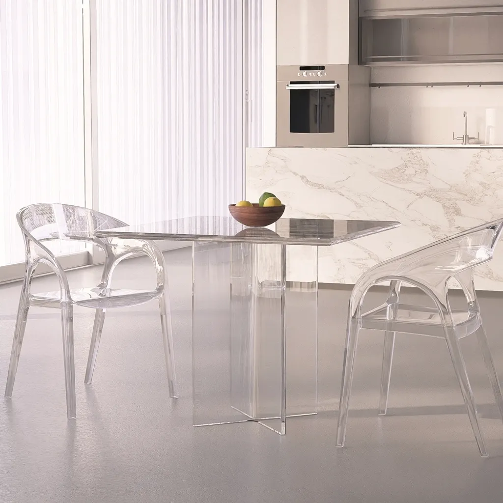Table design Holden en polycarbonate transparent 80x80 cm robuste - 5