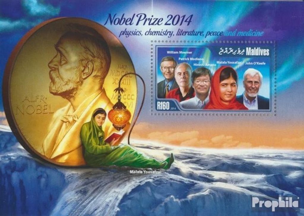Briefmarken Malediven 2015 Mi Block 774 (kompl. Ausg.) postfrisch Nobelpreisträger 2014