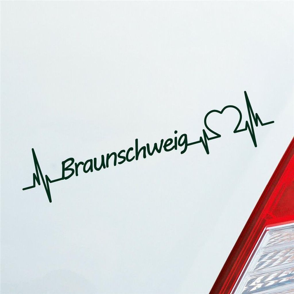 Auto Aufkleber Braunschweig Herz Herzschlag 19x4 cm Dunkelgrün Sticker Heckscheibenaufkleber