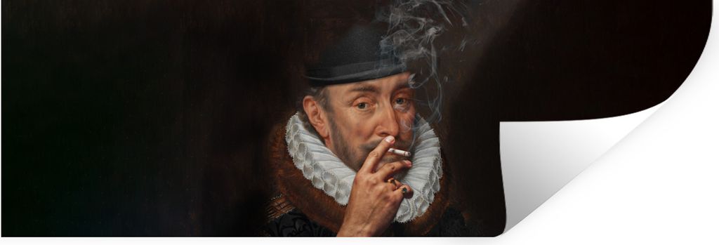 MuchoWow Wandtattoo Wandsticker Wandaufkleber Wilhelm von Oranien - Zigarette - Alte Meister 90x30 cm Selbstklebend und Repositionierbar - Selbst...