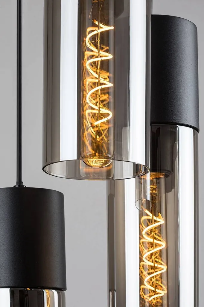 Lustre suspension noir design Ronno 4 sources E27 pour intérieur chic