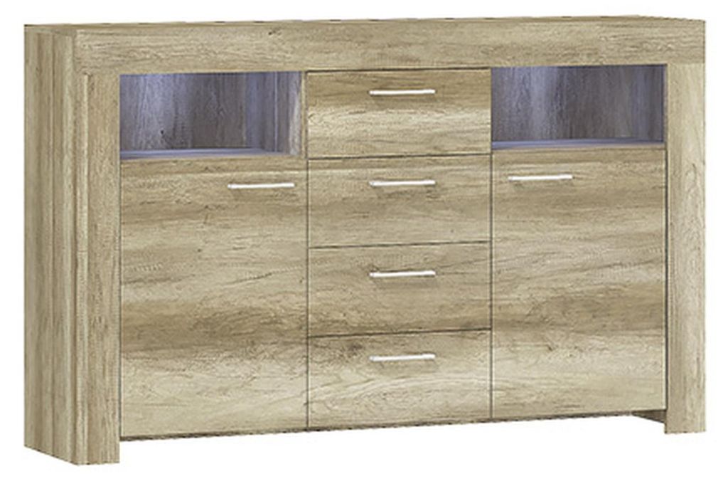Kommode SK155 Kommoden Sideboard Schrank 2 Türen MDF Holz Schrank 4 Schubladen
