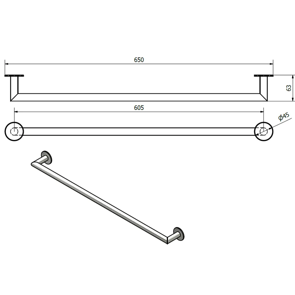 Porte-serviettes de bain CIRCLE 65cm - Idéal pour sécher vos grands draps - 2