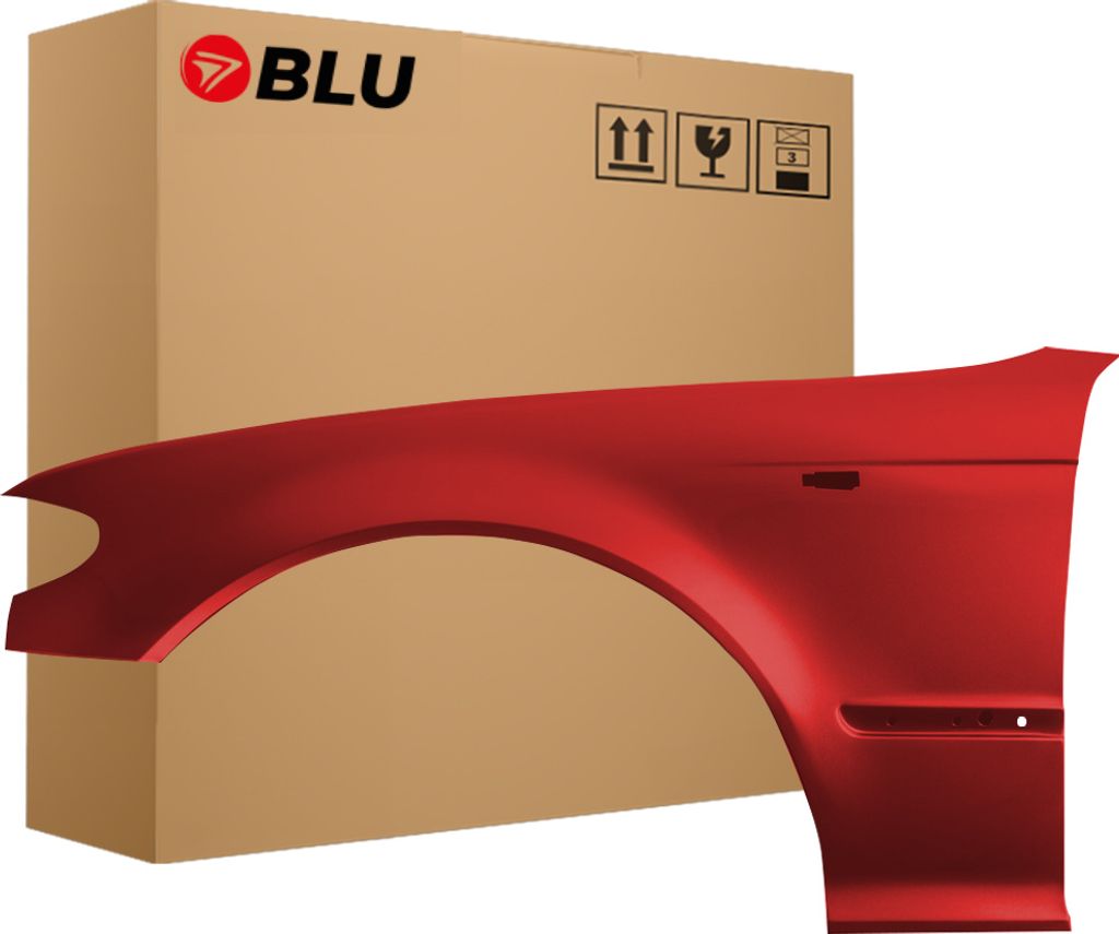 BLU Kotflügel Passend für BMW 3 E46 Lift 438 Links Rot JapanRot | 2001-2005 | Vorderseite Vorne | Lackiert | Einbaufertig